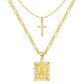 Set de 2 Collares 14K con Inicial y Cruz