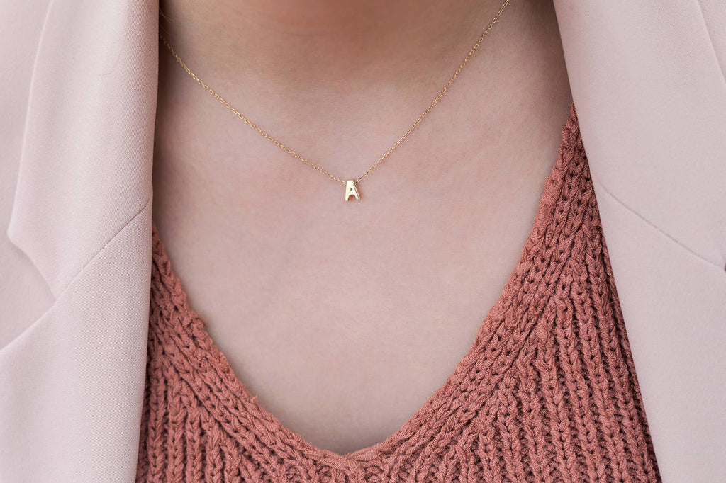 Fashion Tiny Initial Necklace Gold Silver Color Cut Letters Single Name Choker Necklace For Women Pendant