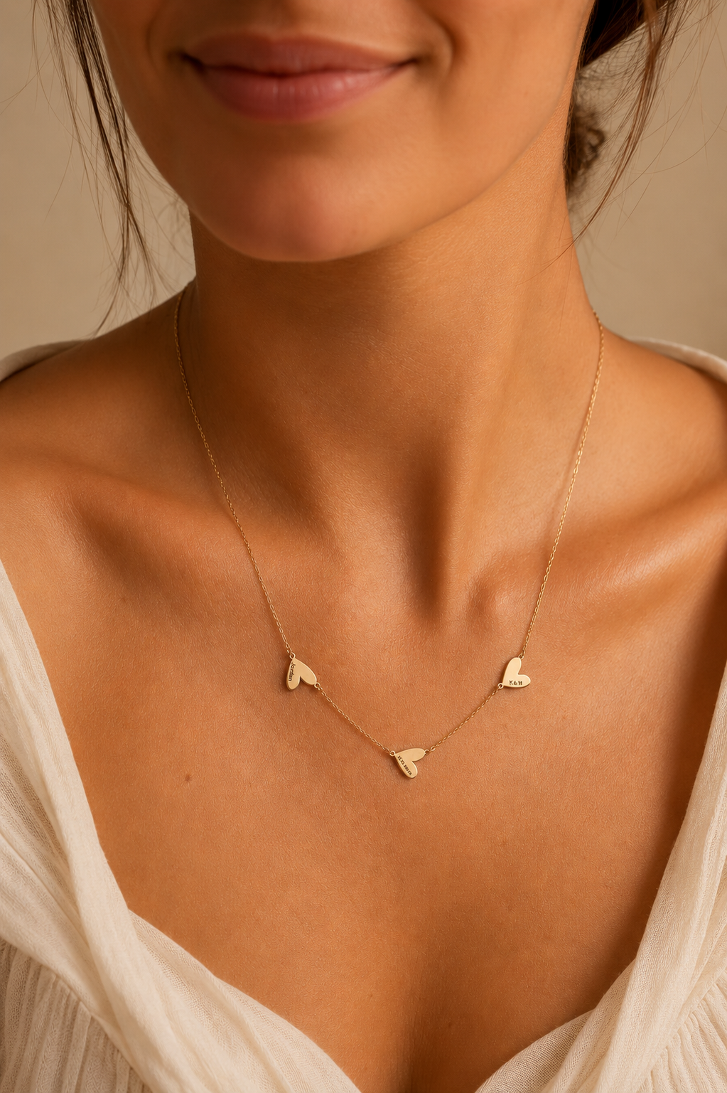 Collar Personalizado con Nombres en Formas de Corazón