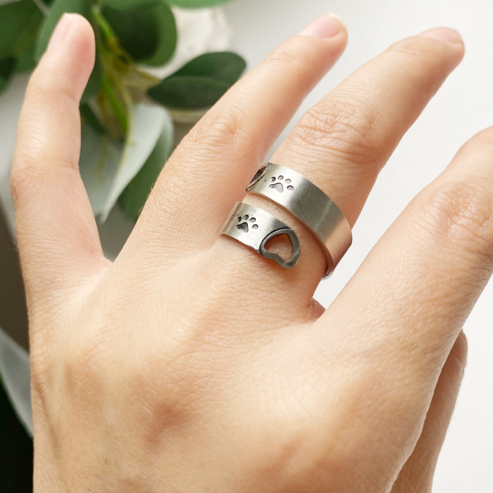 Anillo Ajustable de Huella y Corazón