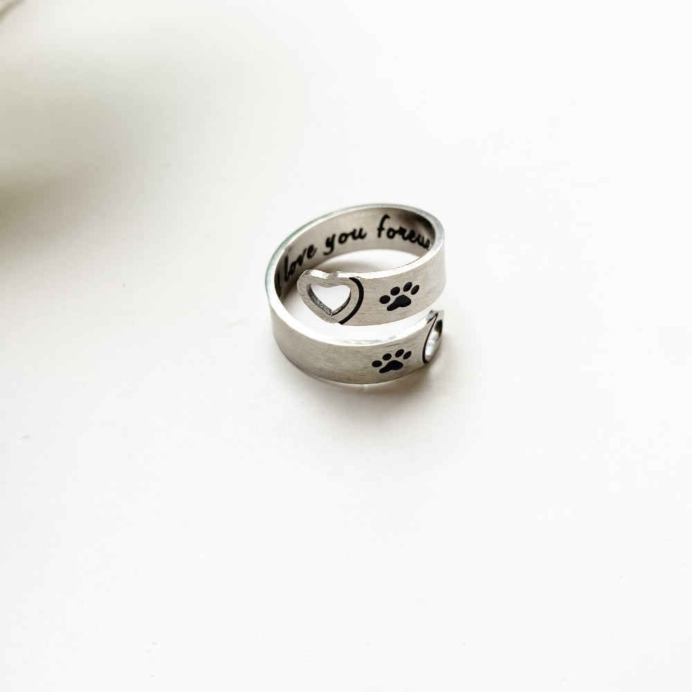 Anillo Ajustable de Huella y Corazón