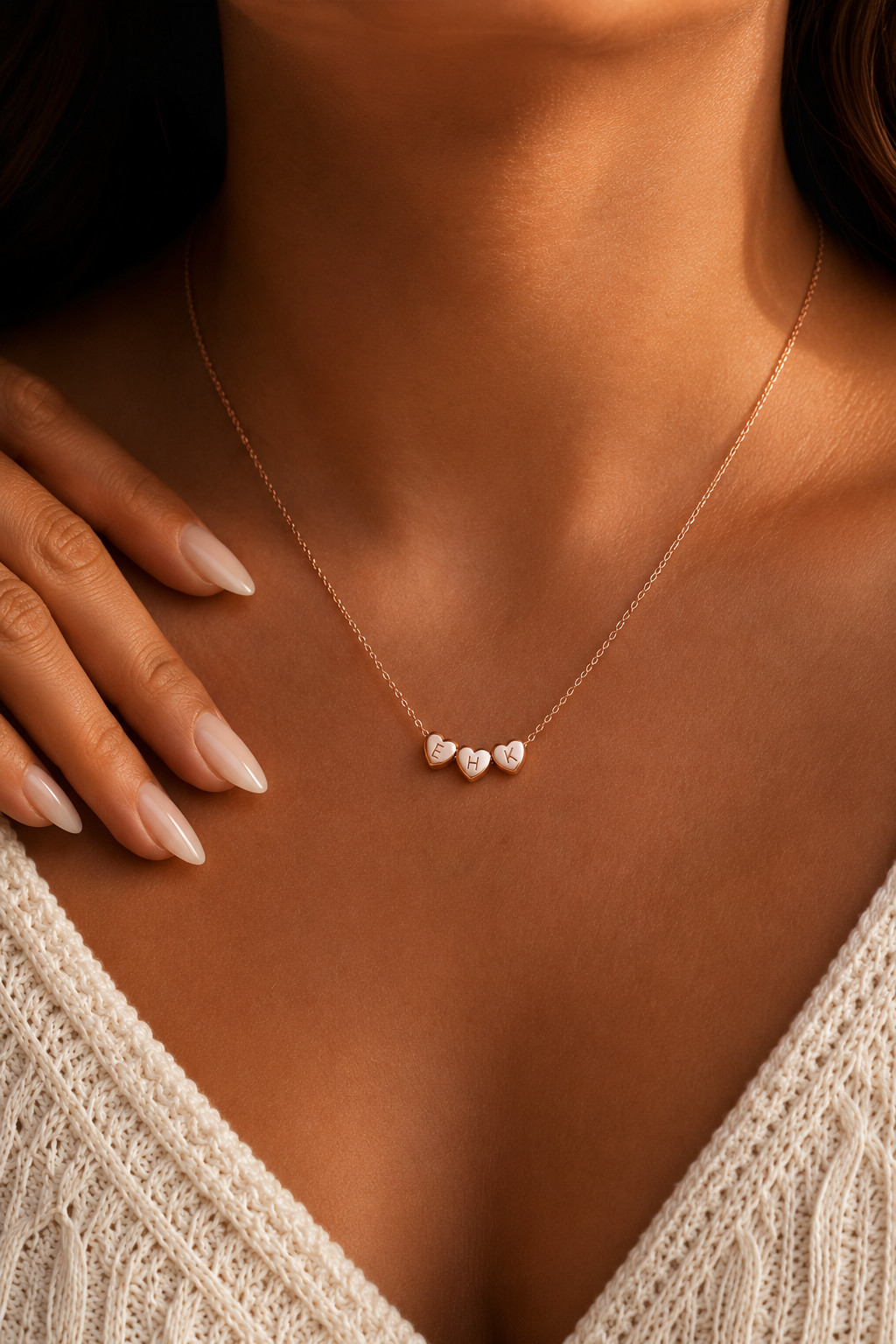 Collar Personalizado con Encanto de Corazón Inicial en 3D