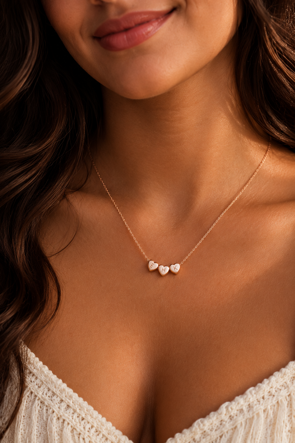 Collar Personalizado con Encanto de Corazón Inicial en 3D
