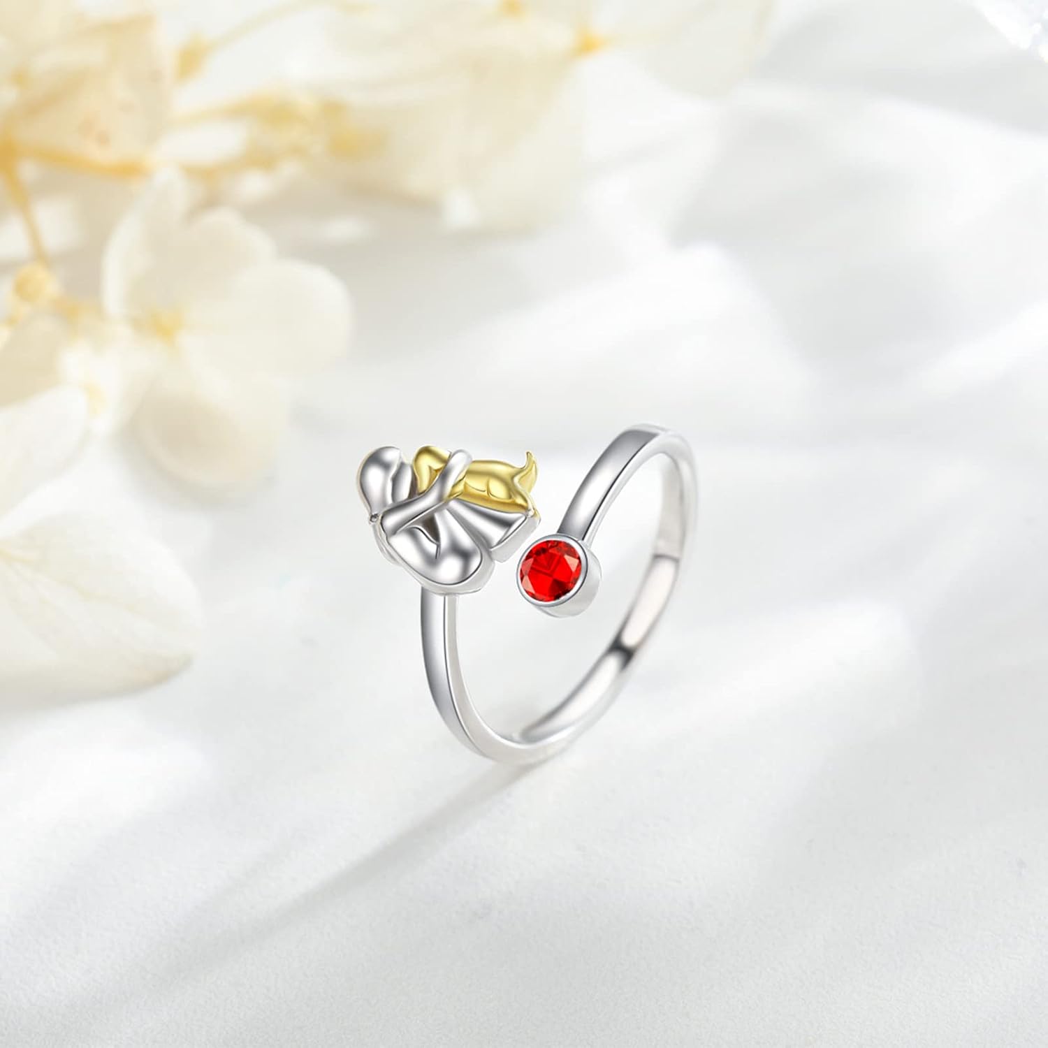Anillo de Plata de Ley con Perro y Niña – Ajustable y Simbólico