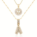Set de 2 Collares 14K con Inicial y Brillo