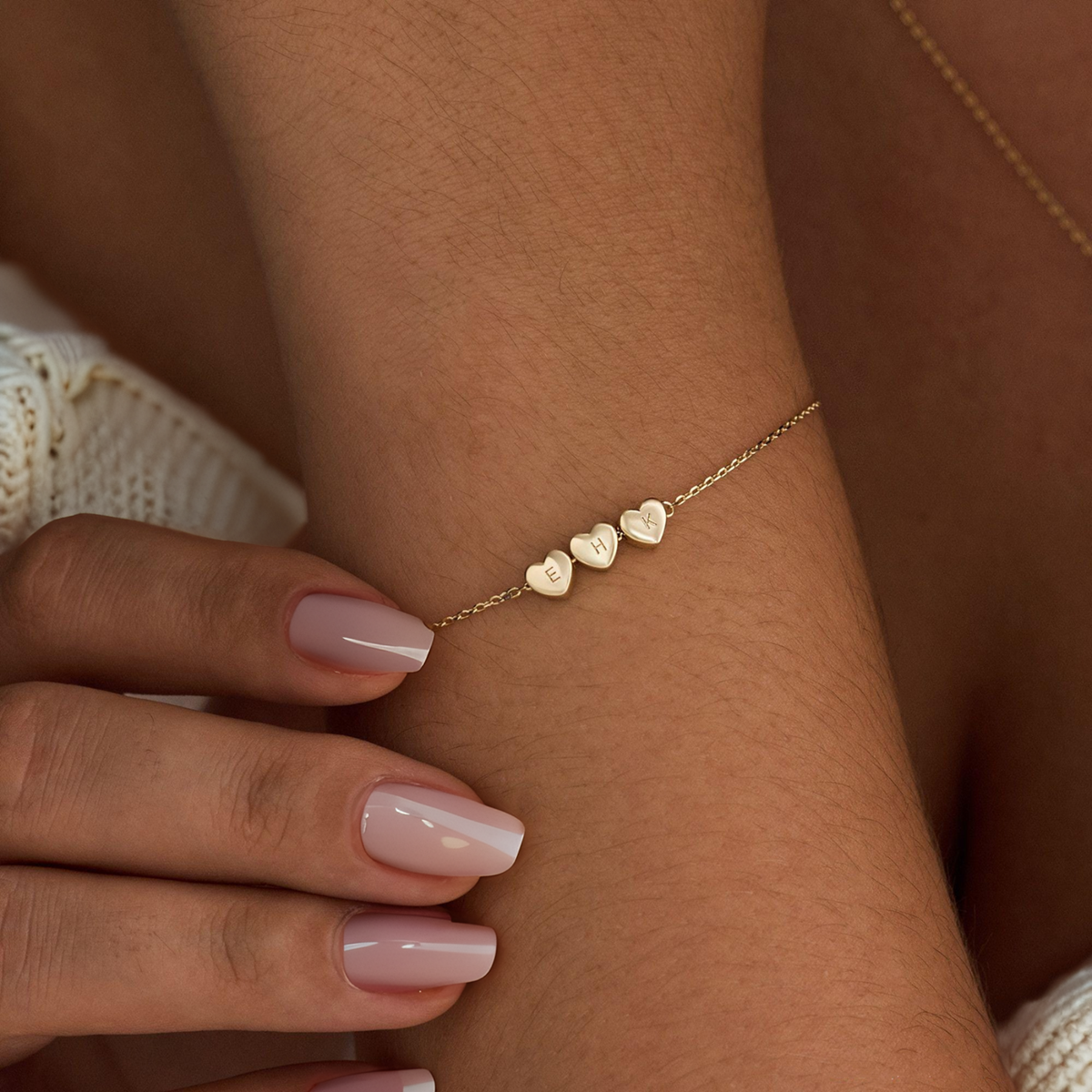 Pulsera Personalizada de Encanto de Corazón Inicial 3D Pequeño