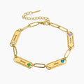Pulsera Paperclip con Nombre y Piedra de Nacimiento