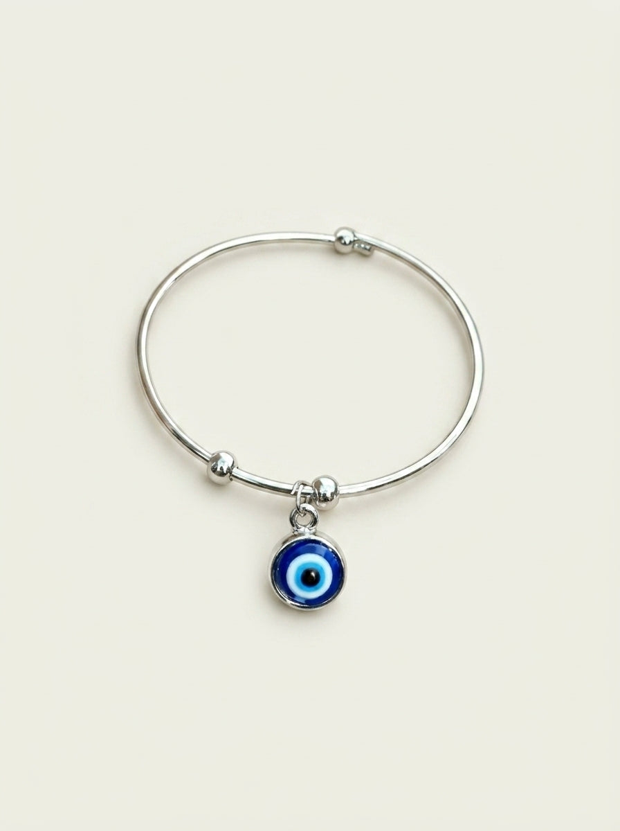 Tobillera Snake Plateada con Evil Eye