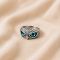 Anillo Ajustable Búho de la Suerte en Plata y Ópalo