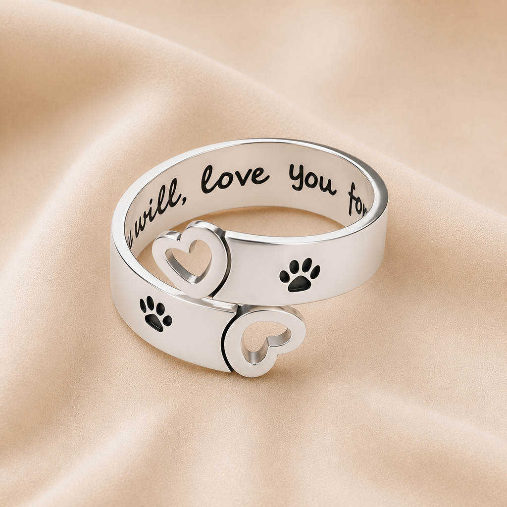 Anillo Ajustable de Huella y Corazón