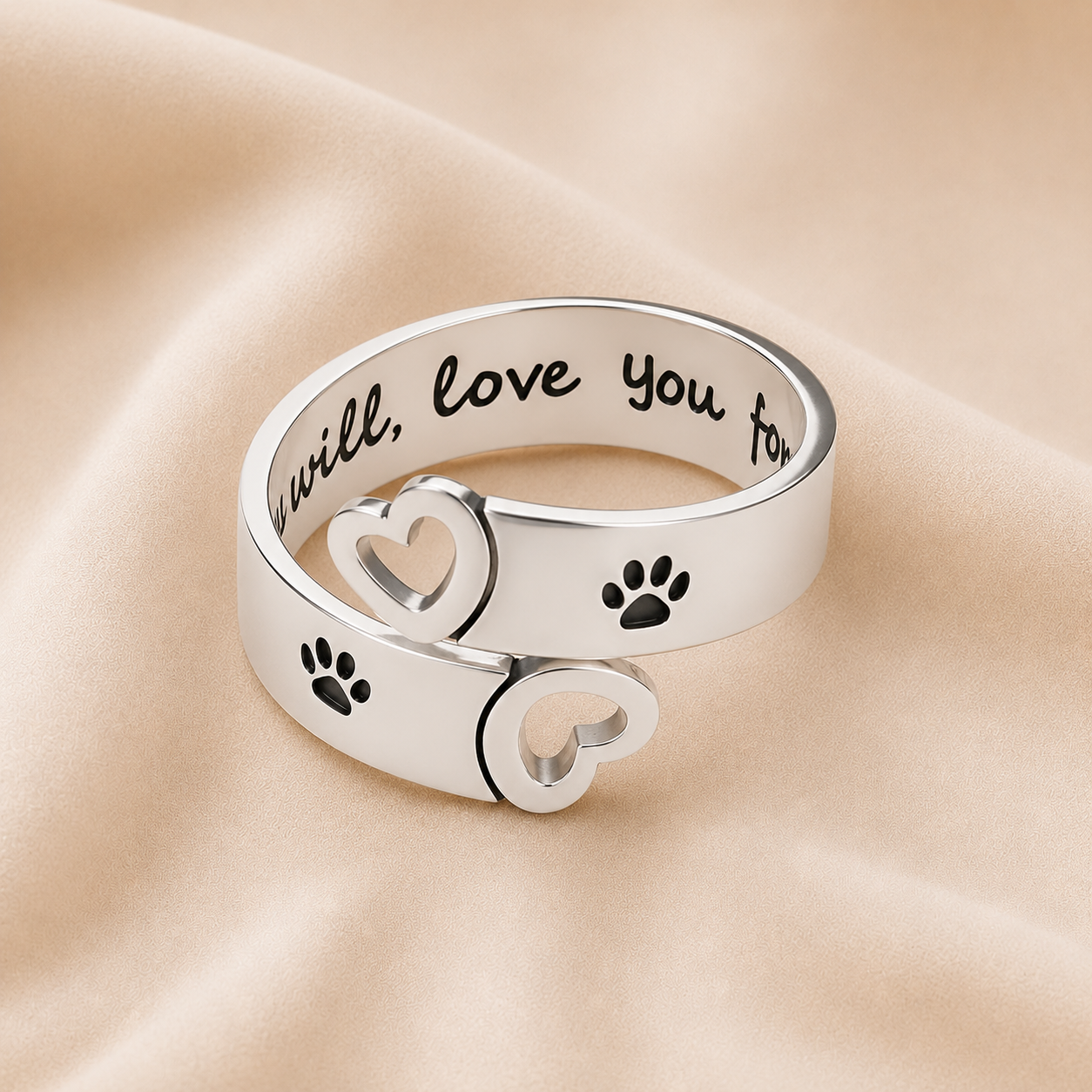 Anillo Ajustable de Huella y Corazón