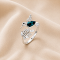 Anillo Ajustable de Colibrí Brillante con Diamante de Strass