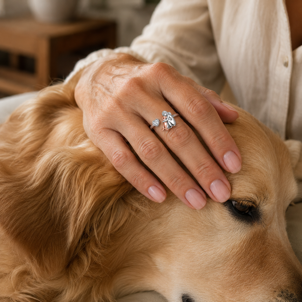 Anillo Ajustable para Perros – “Siempre en Mi Corazón” con Zirconia