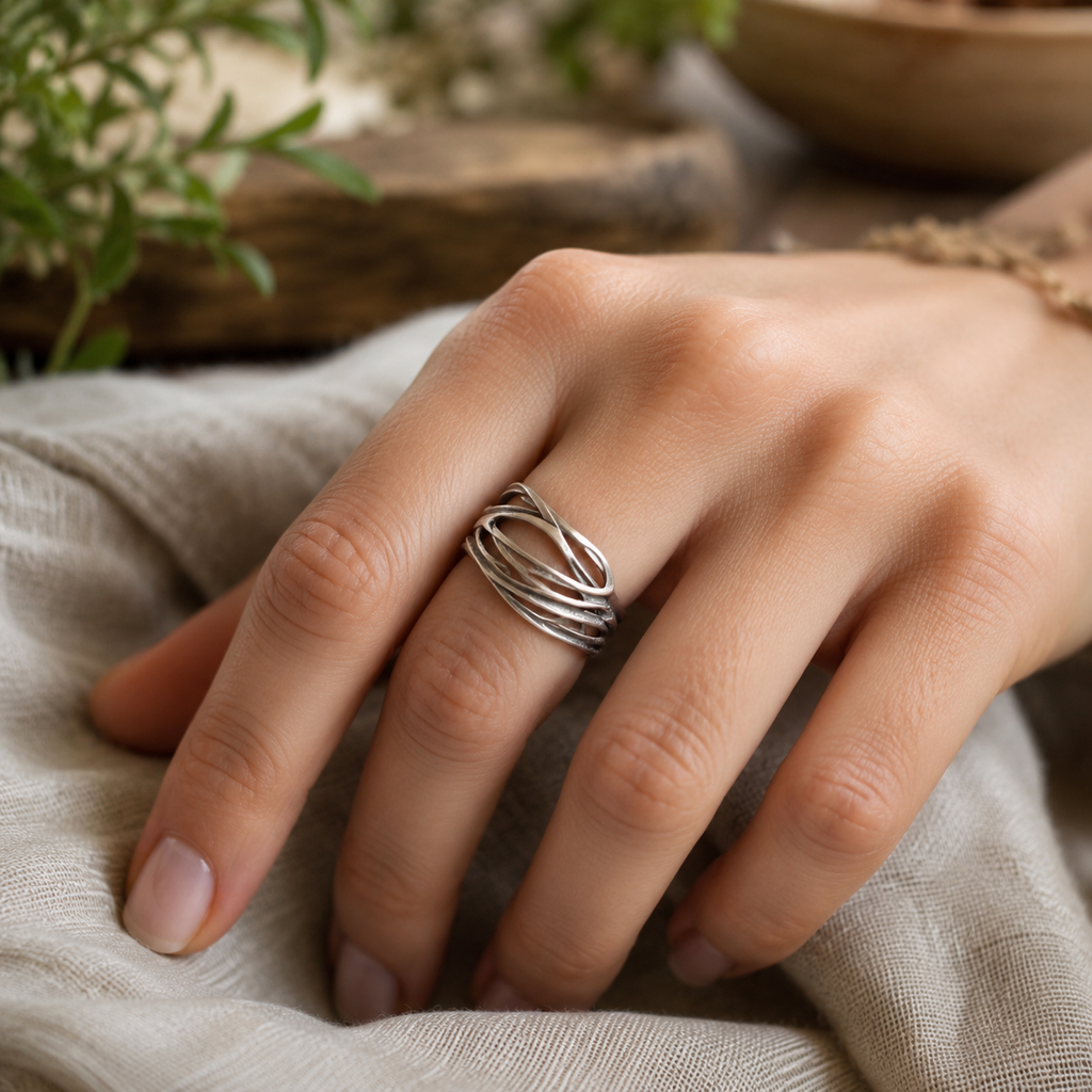 Anillo de Capa de Plata Vintage