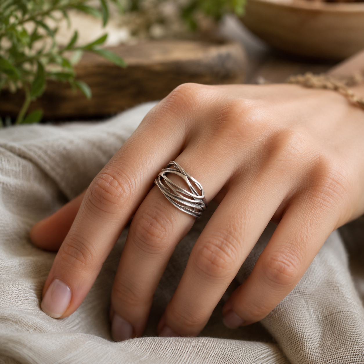 Anillo de Capa de Plata Vintage