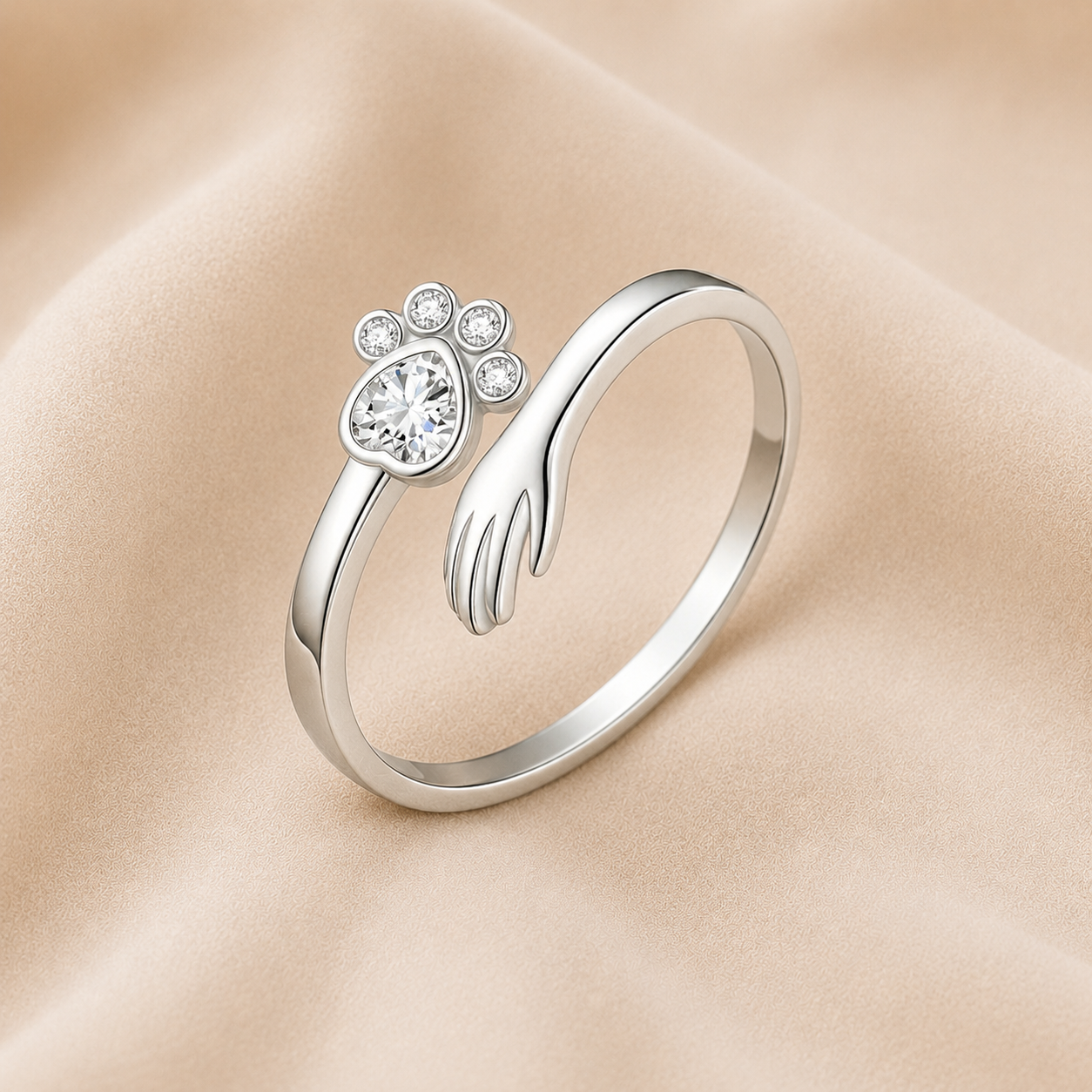 Anillo Ajustable – Diseño de Huella de Mano y Patita