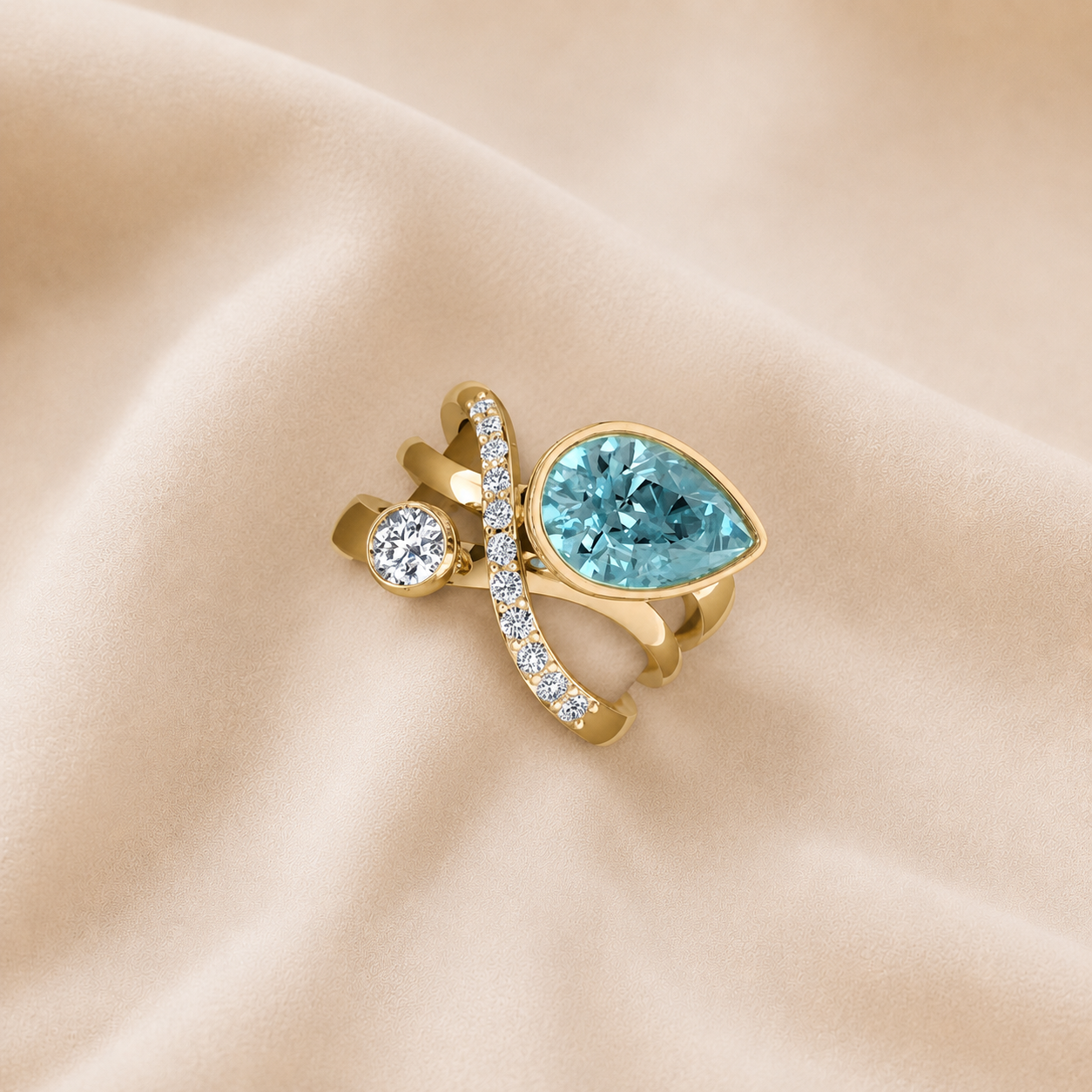 Anillo Celeste de Cristal Turquesa