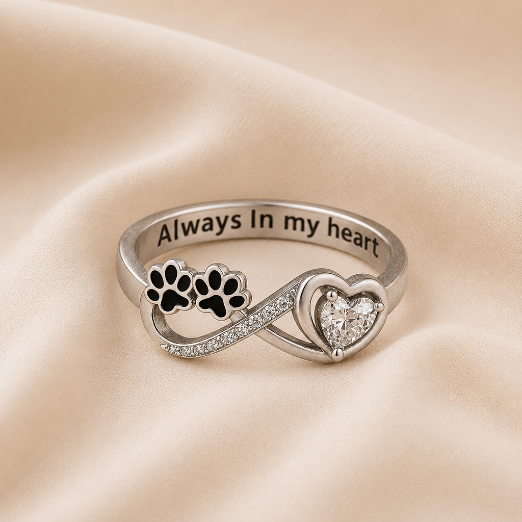 Anillo de Zirconia con Diseño de Corazón e Infinito