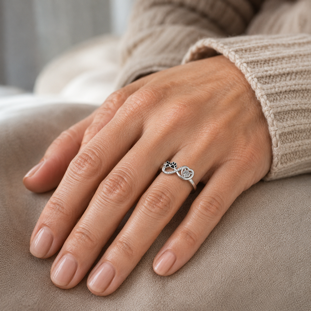 Anillo de Zirconia con Diseño de Corazón e Infinito