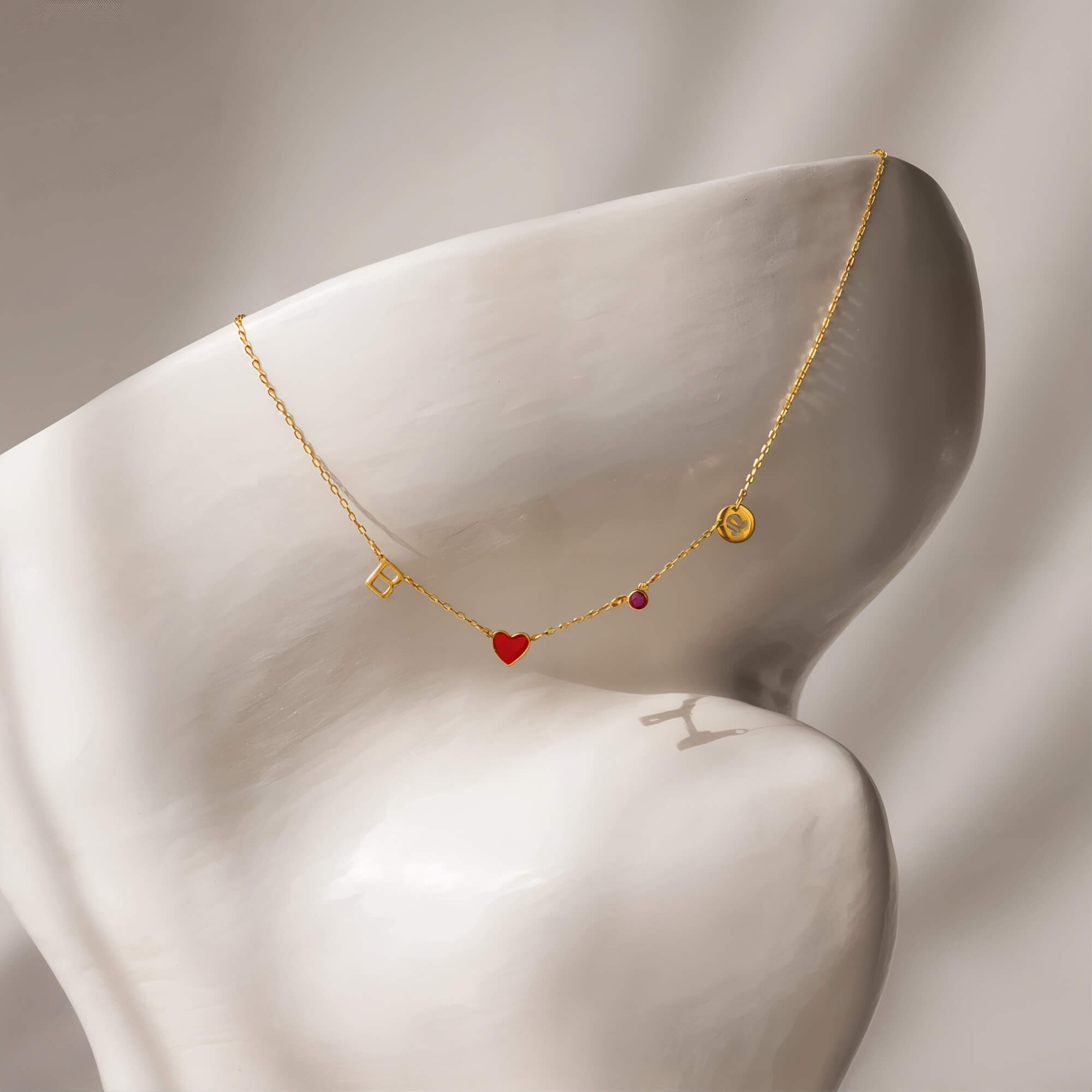 Collar de Corazón Personalizado con Inicial, Piedra de Nacimiento y Signo Zodiacal
