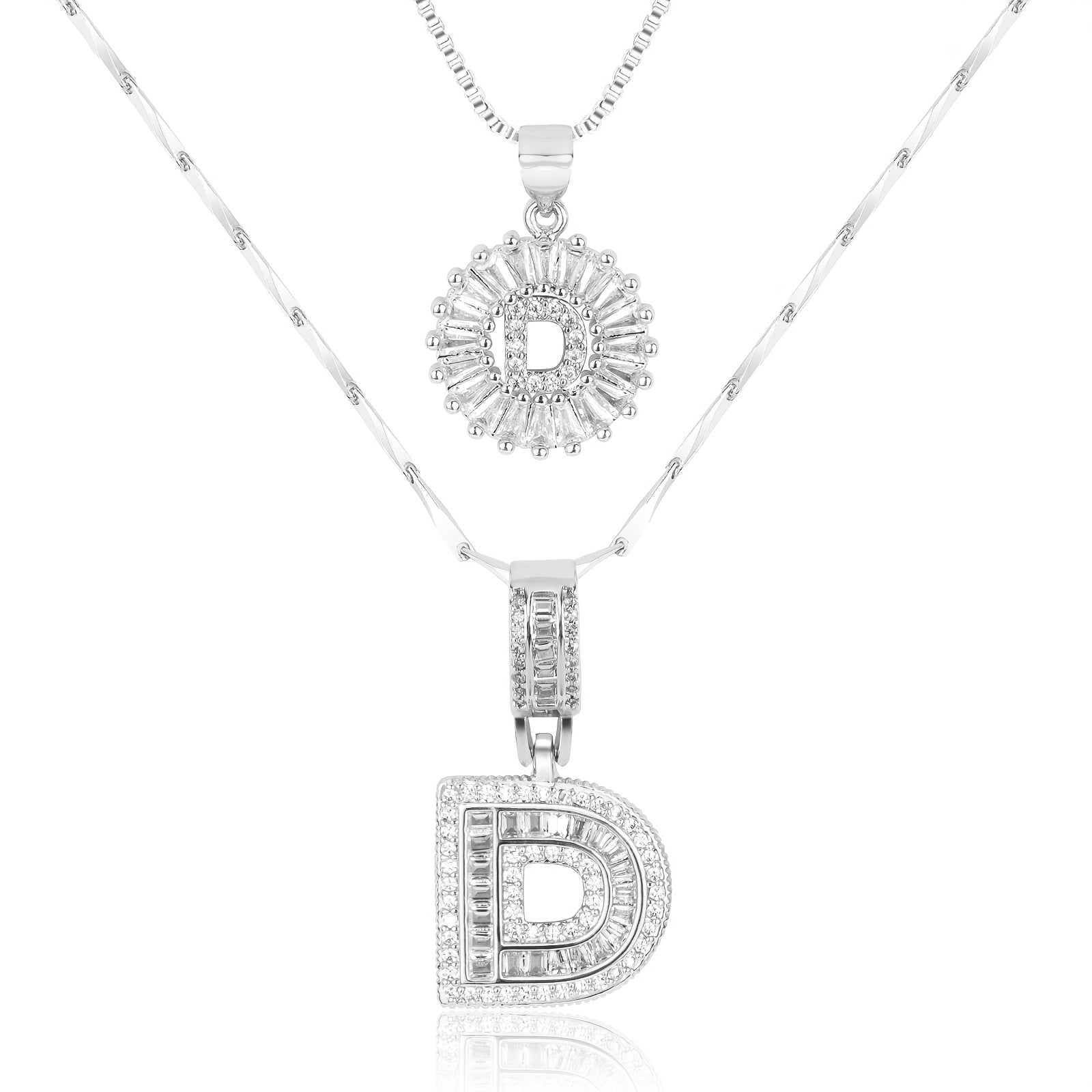 Set de 2 Collares 14K con Inicial y Brillo