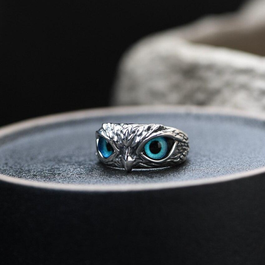 Anillo Ajustable Búho de la Suerte en Plata y Ópalo
