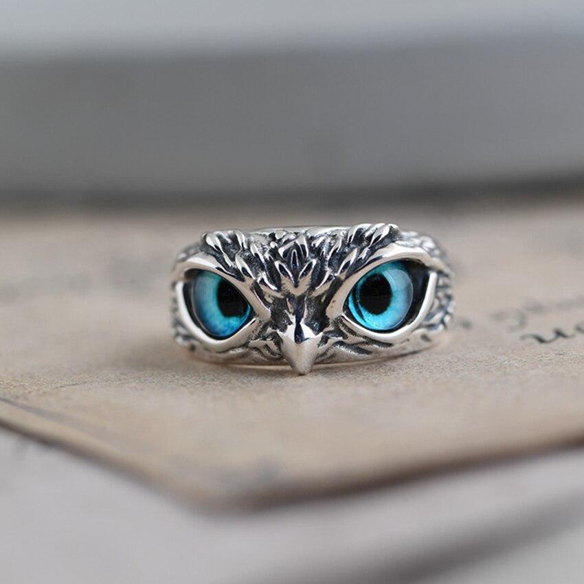 Anillo Ajustable Búho de la Suerte en Plata y Ópalo