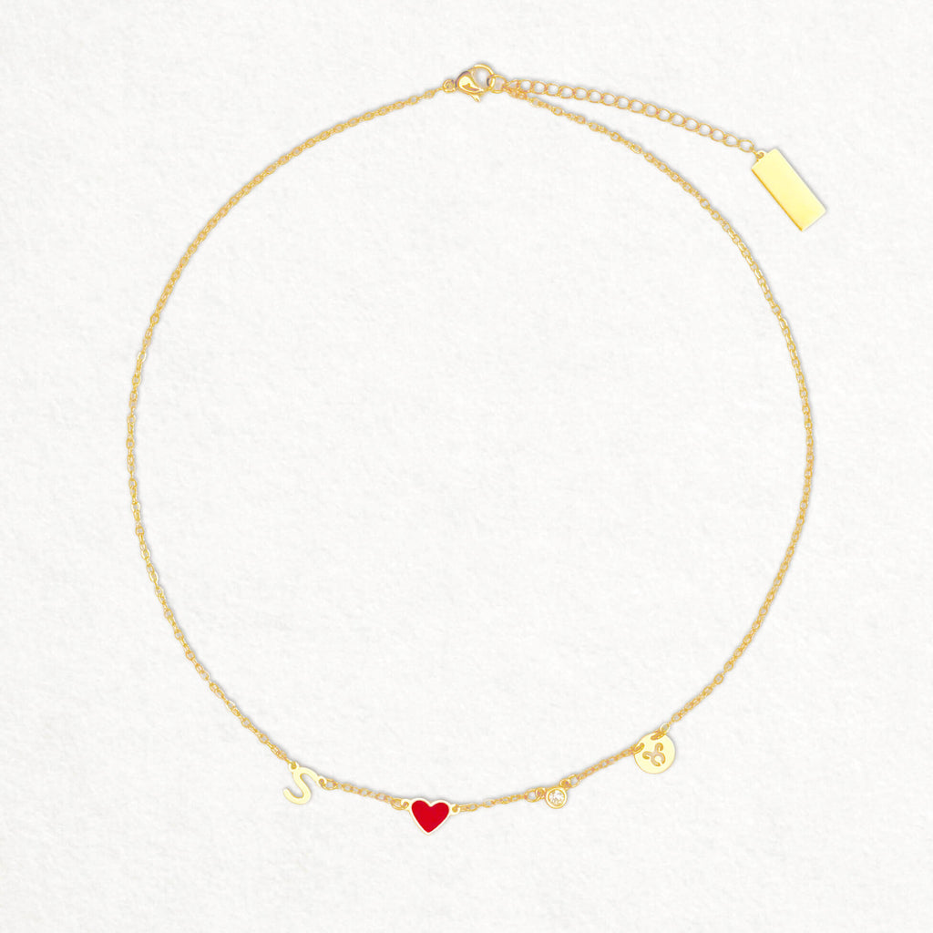 Collar de Corazón Personalizado con Inicial, Piedra de Nacimiento y Signo Zodiacal
