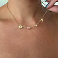 Collar de Corazón Personalizado con Inicial, Piedra de Nacimiento y Signo Zodiacal