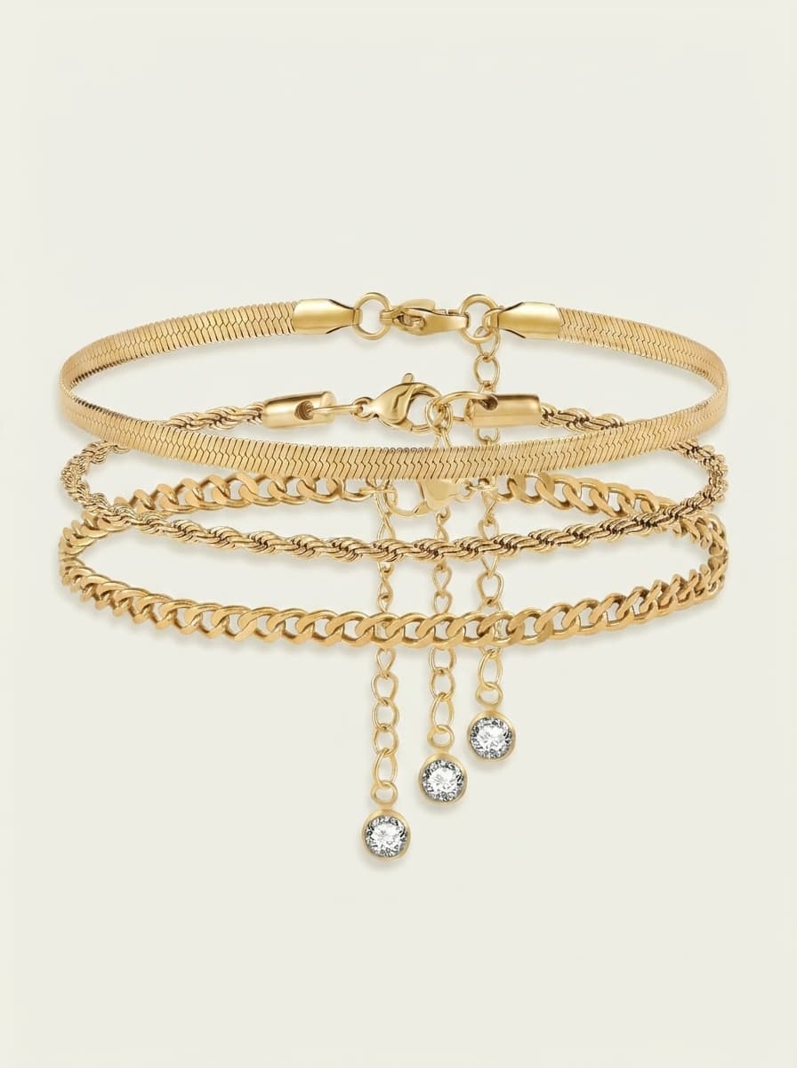 Set de Tobilleras Doradas Light Luxury