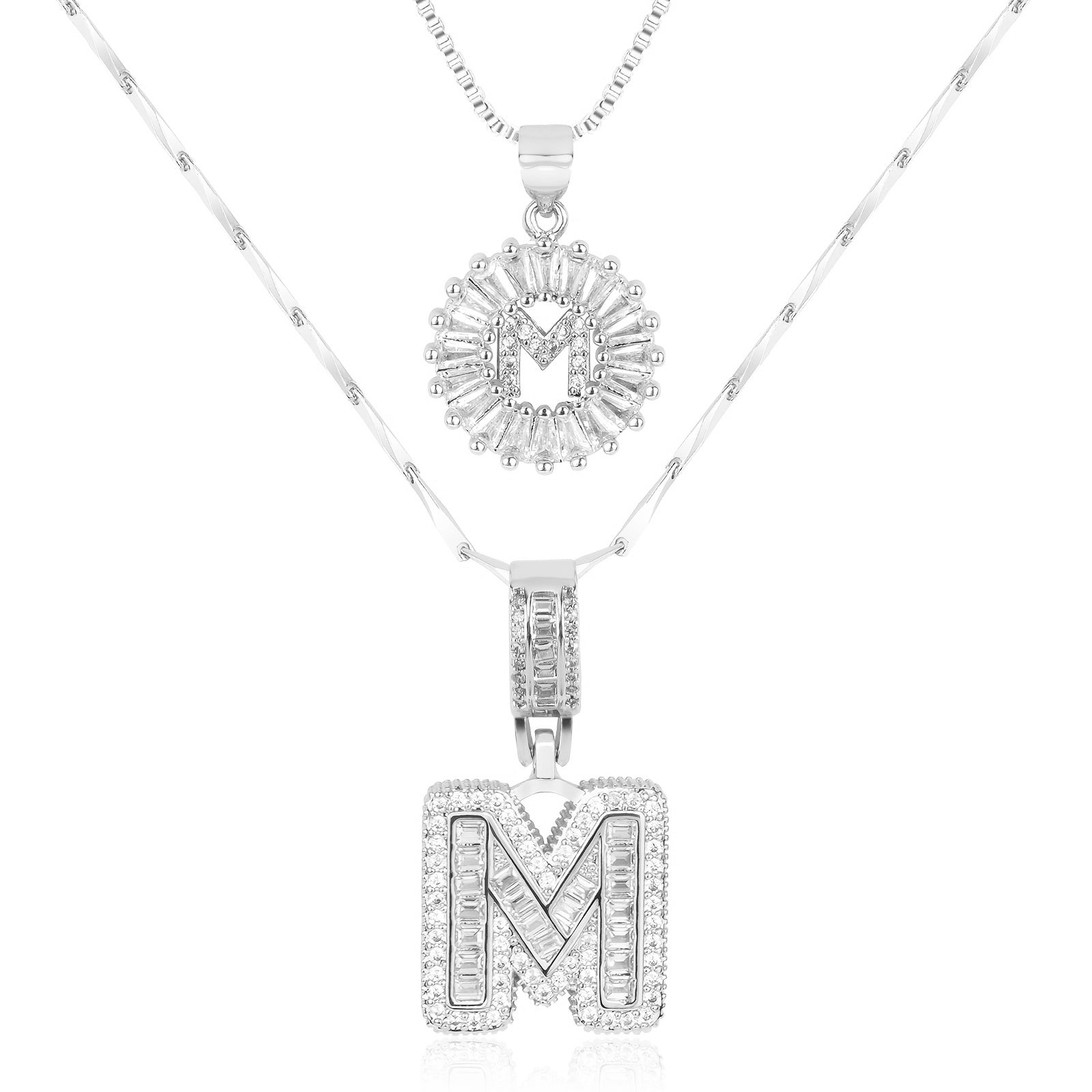 Set de 2 Collares 14K con Inicial y Brillo
