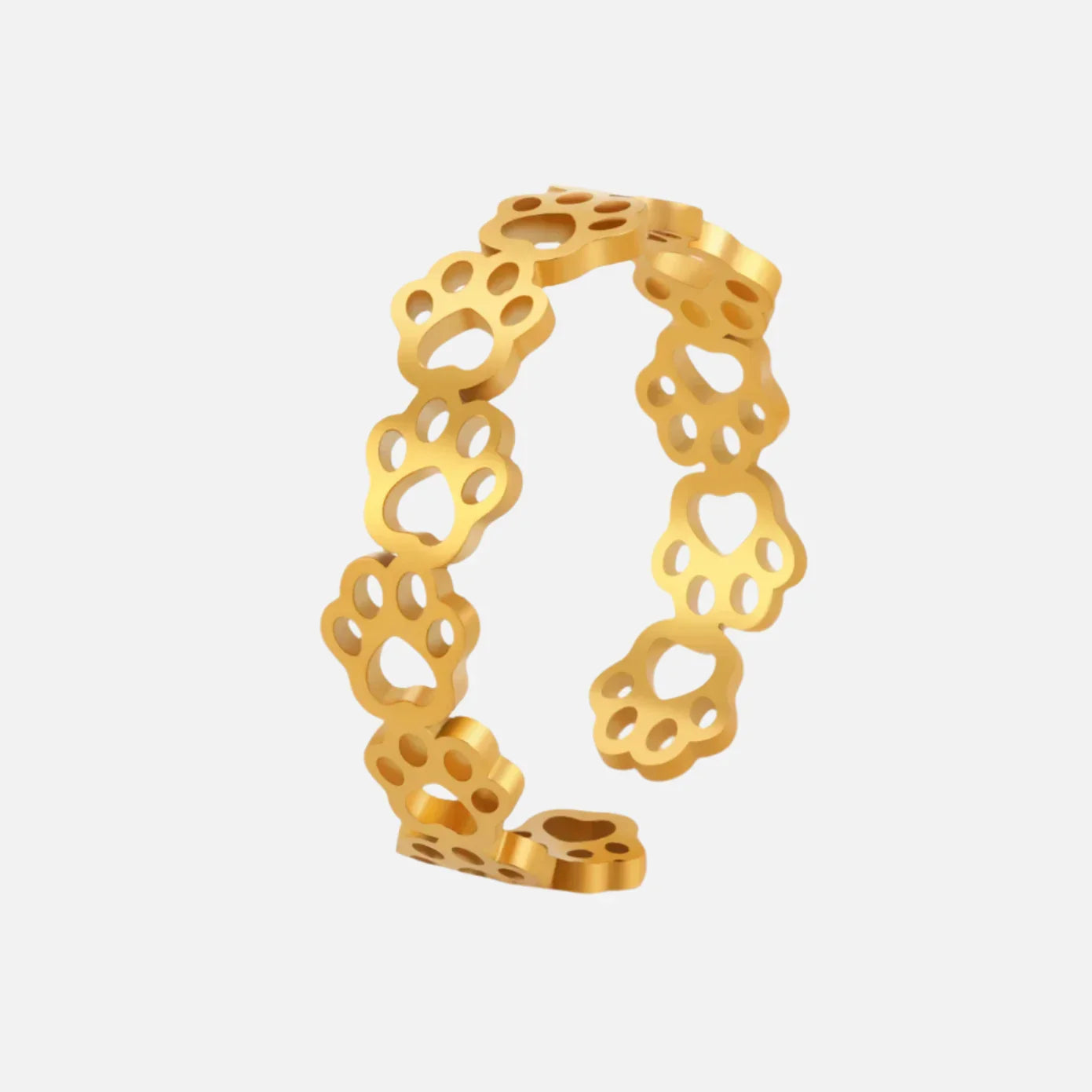 Anillo Ajustable con Huella de Patas – Hecho de Acero Inoxidable