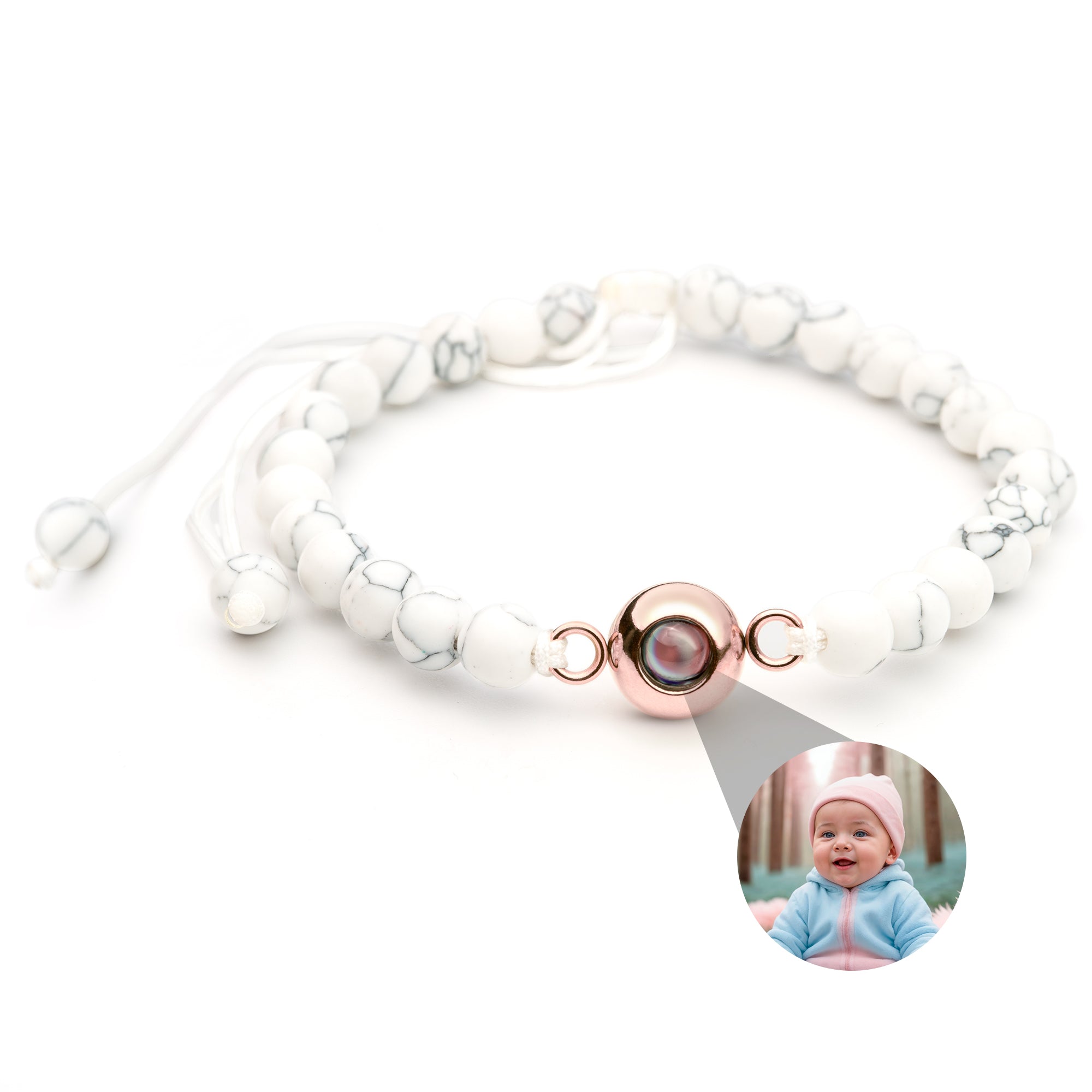 Pulsera con foto personalizada - Collar de perlas