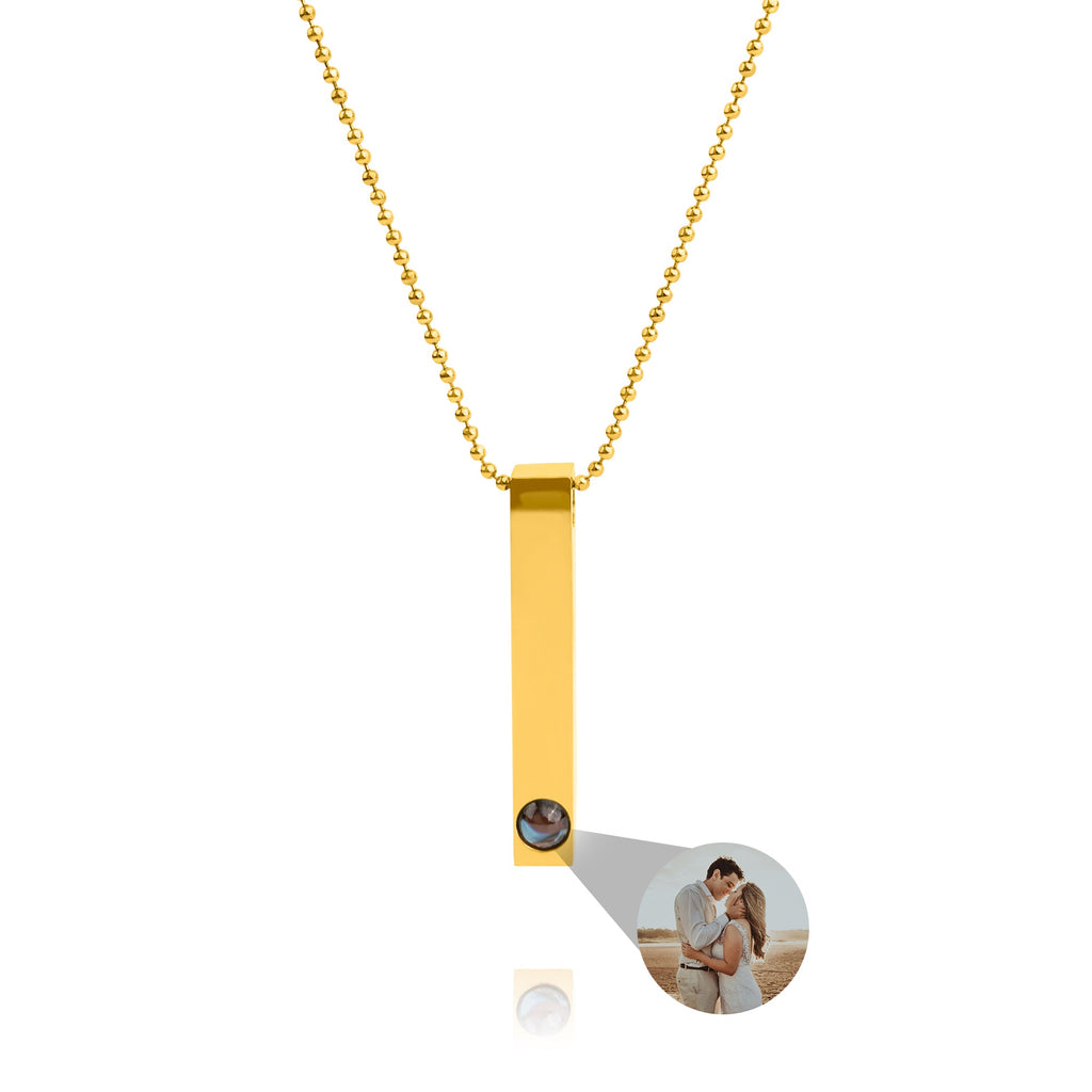 Collar con foto personalizada - Cadena de bolas con barra