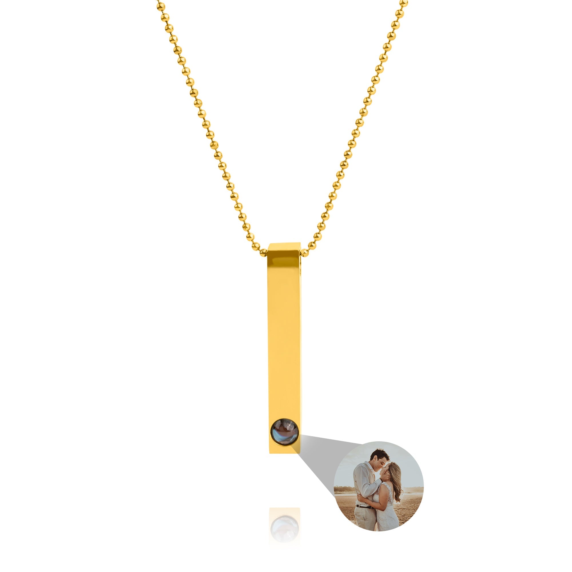 Collar con foto personalizada - Cadena de bolas con barra