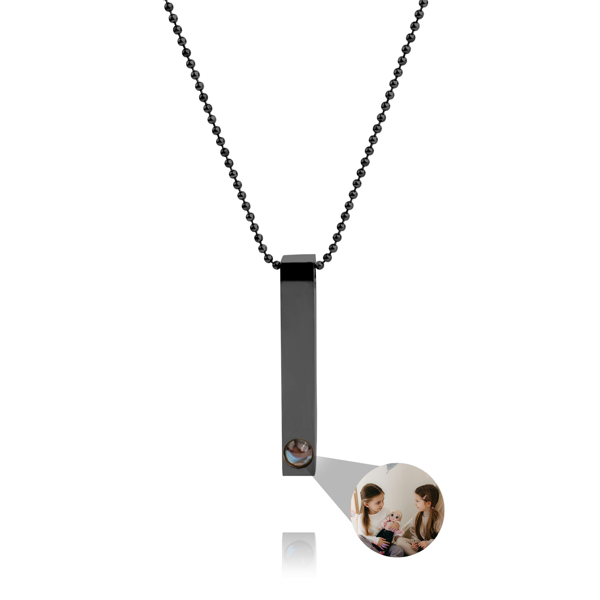 Collar con foto personalizada - Cadena de bolas con barra