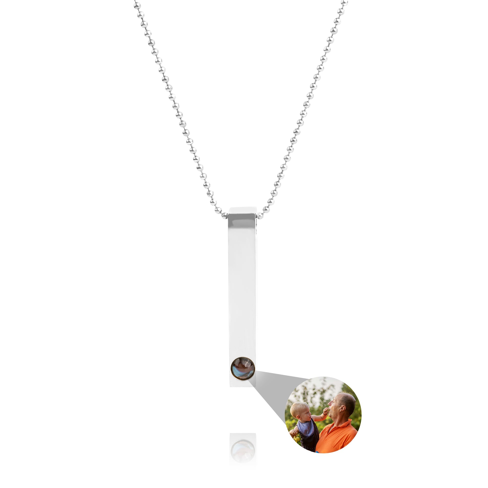 Collar con foto personalizada - Cadena de bolas con barra