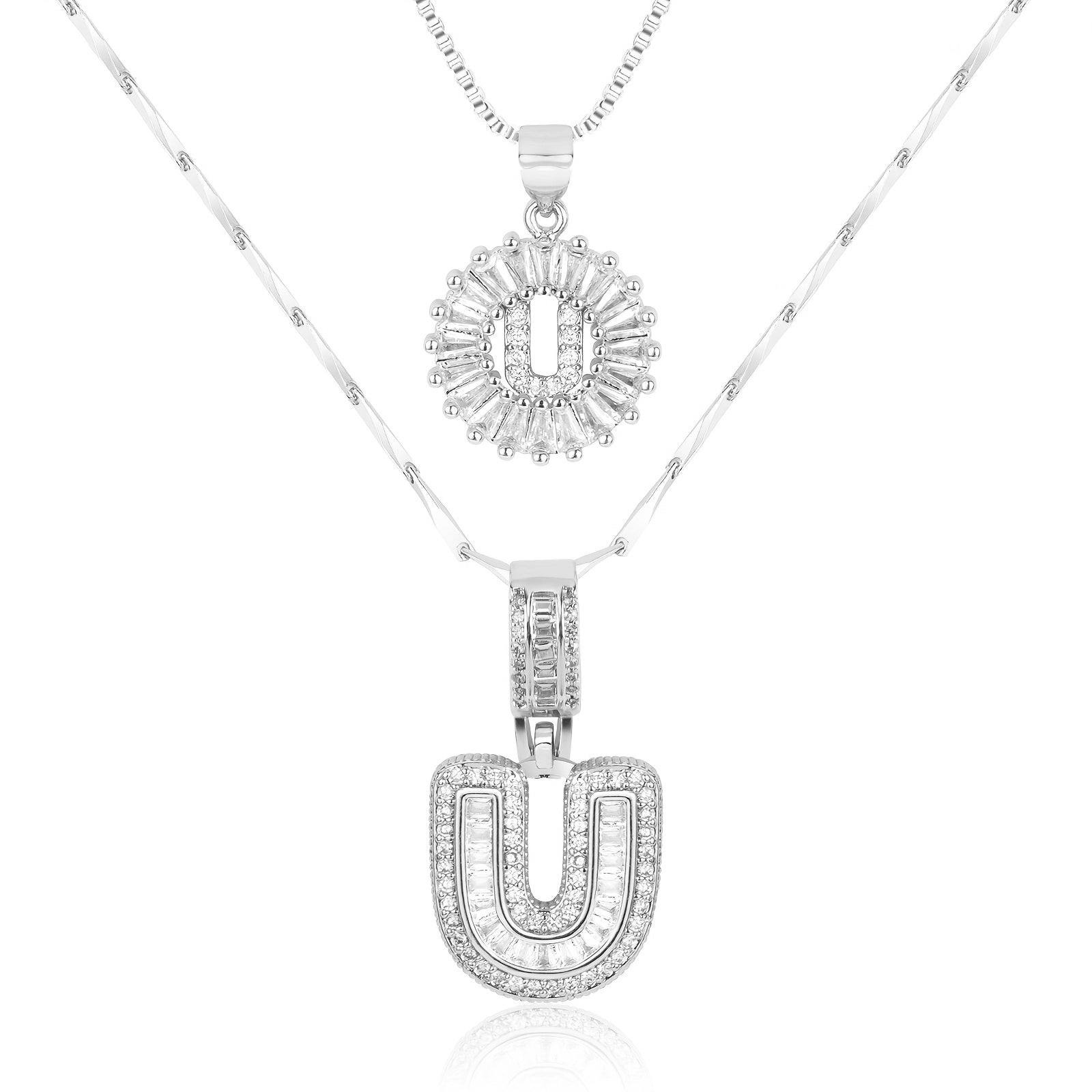 Set de 2 Collares 14K con Inicial y Brillo