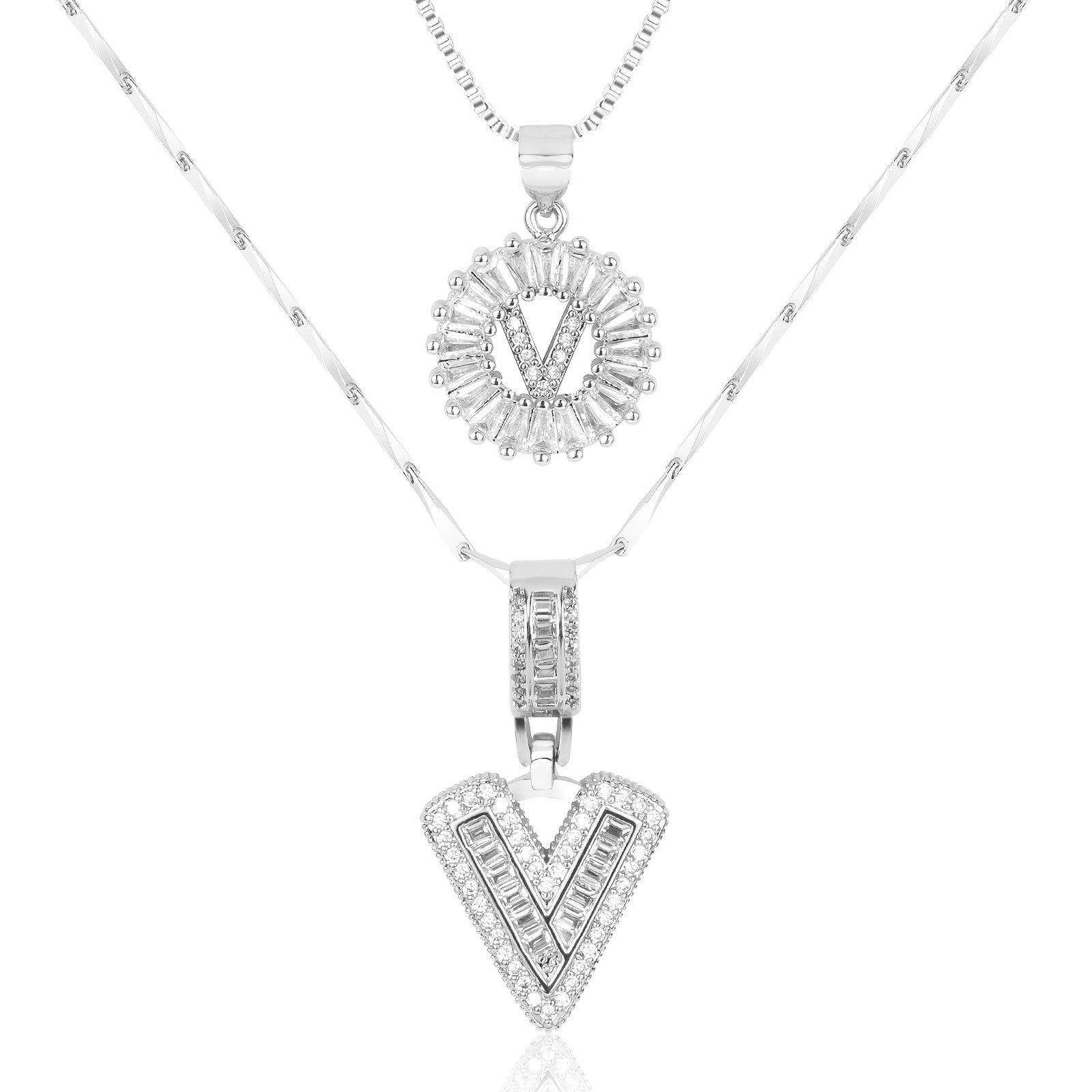 Set de 2 Collares 14K con Inicial y Brillo