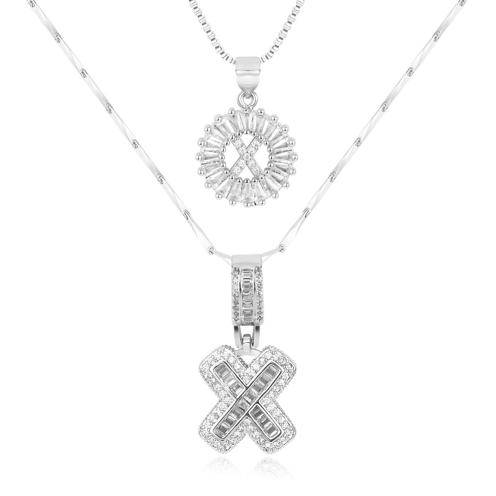 Set de 2 Collares 14K con Inicial y Brillo