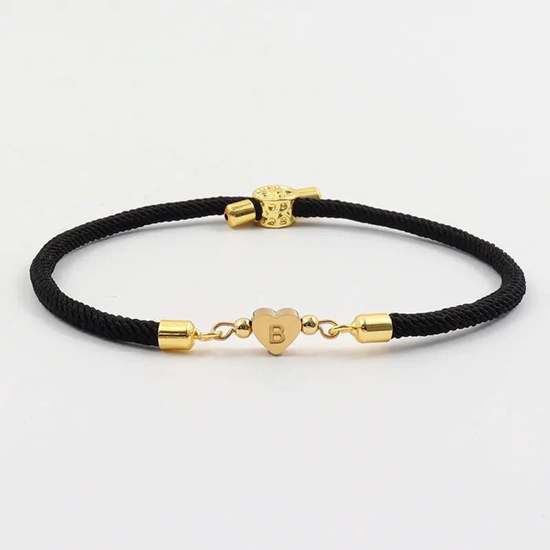 Pulseras Ajustables con Inicial en Forma de Corazón 1+1 Gratis
