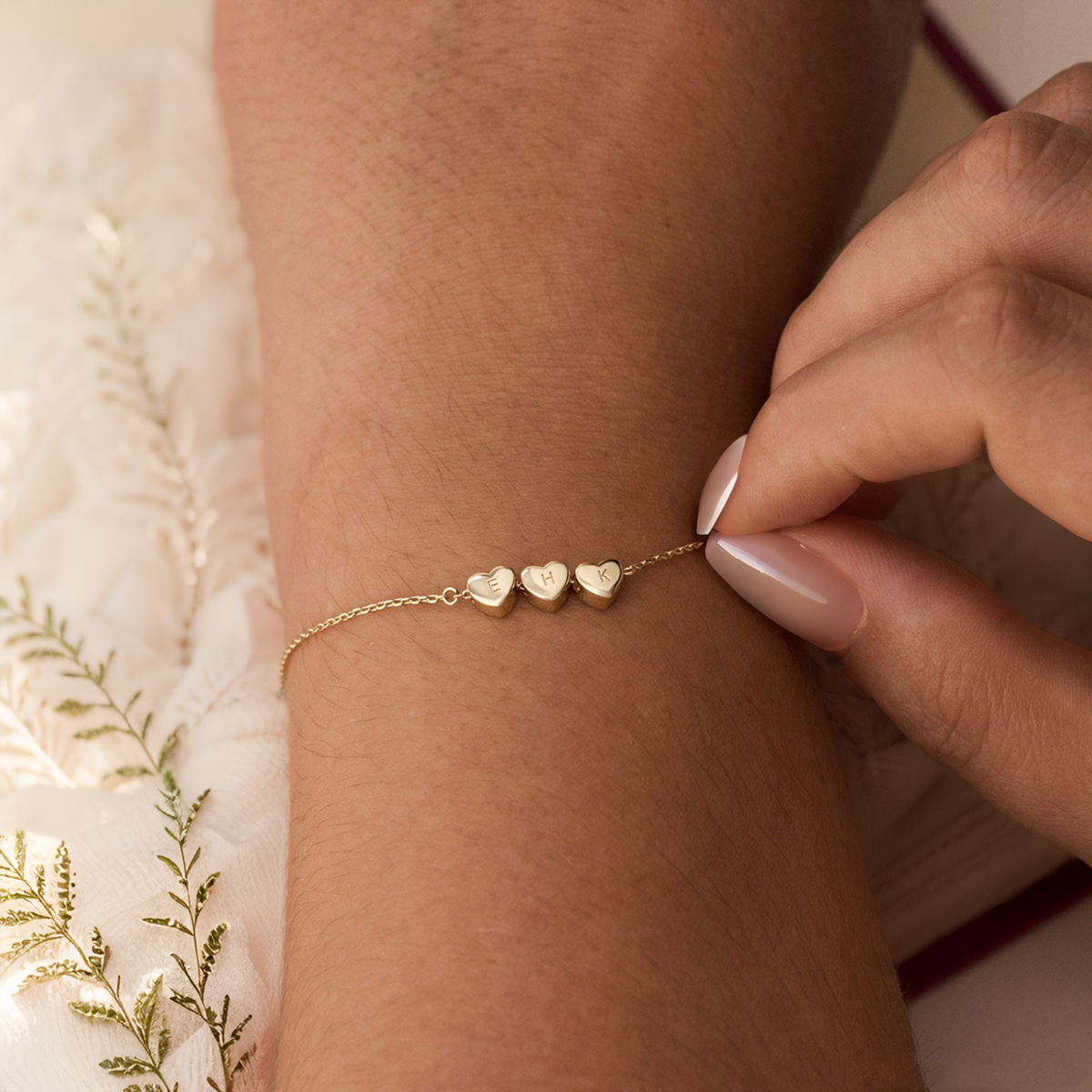 Pulsera Personalizada de Encanto de Corazón Inicial 3D Pequeño