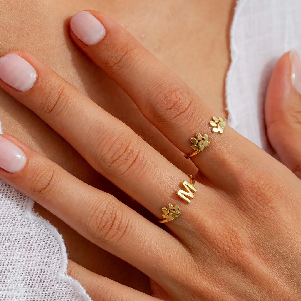 Anillo Personalizado Grabado con Huella Inicial