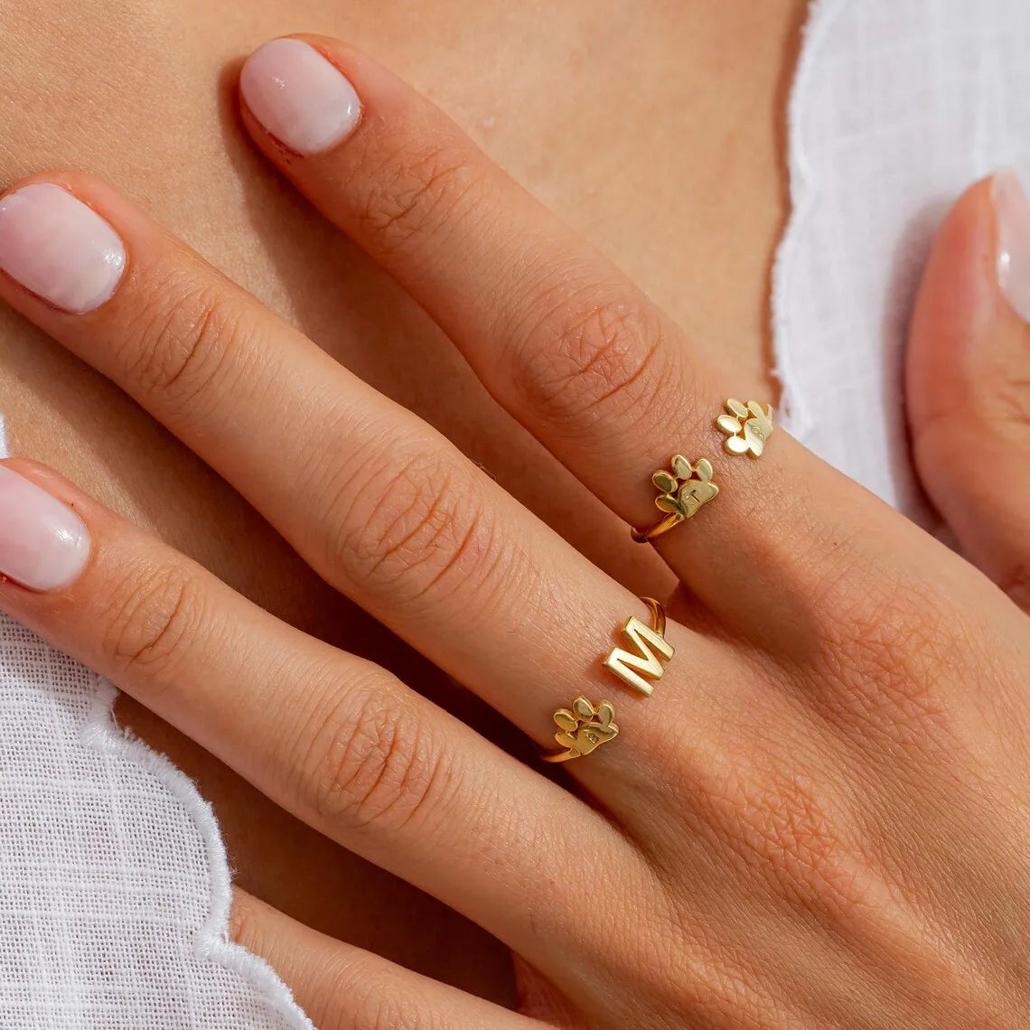 Anillo Personalizado Grabado con Huella Inicial