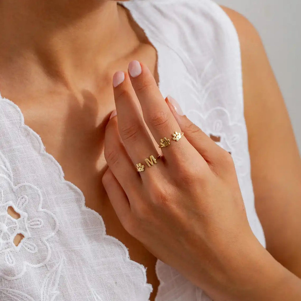 Anillo Personalizado Grabado con Huella Inicial