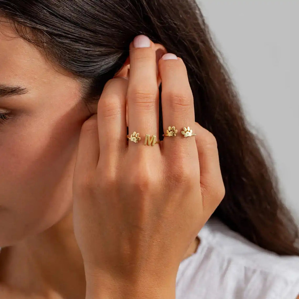 Anillo Personalizado Grabado con Huella Inicial