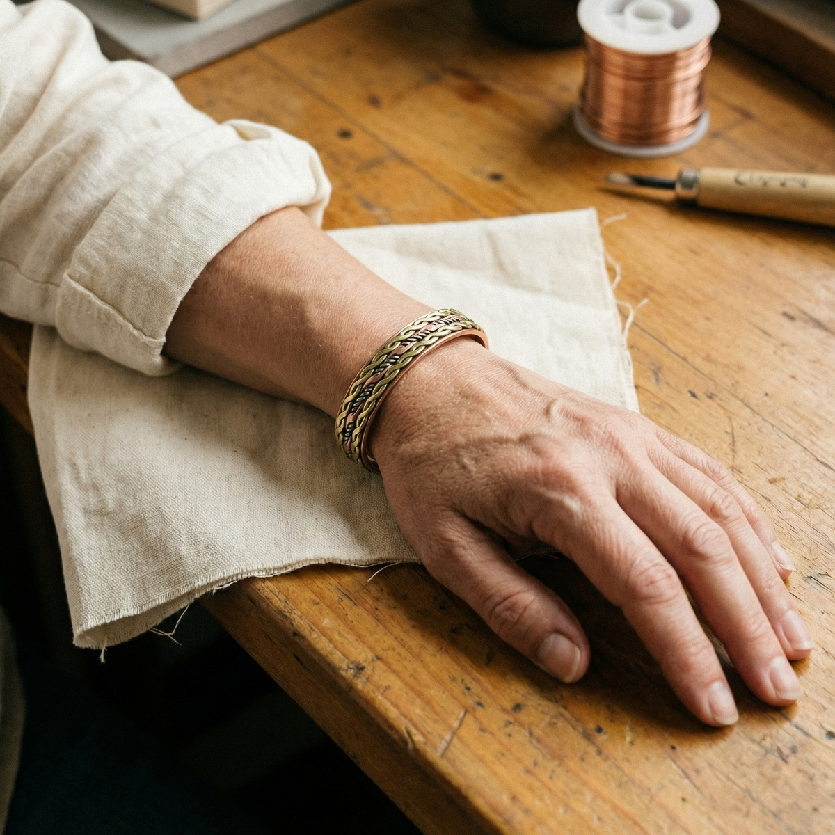 Orfebre Madrid - Pulsera de Cobre de Tejido