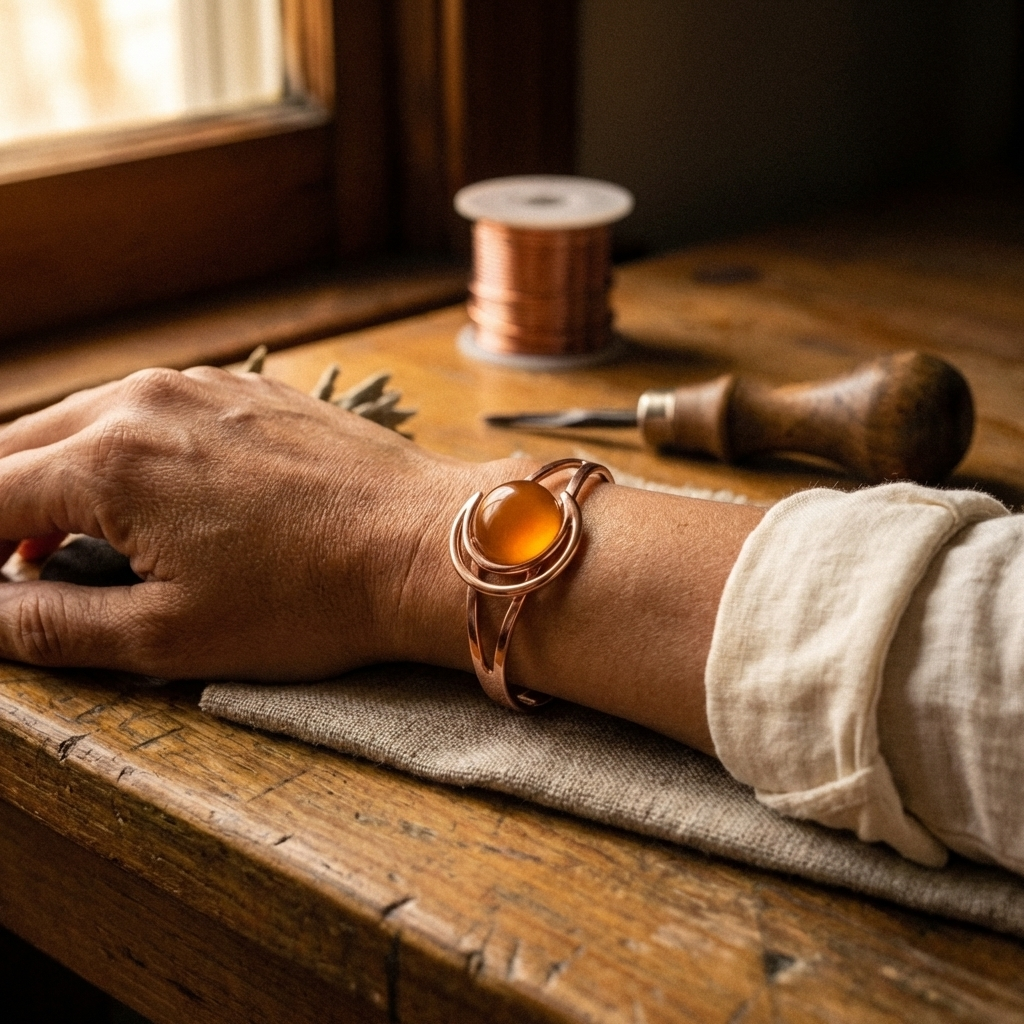 Orfebre Madrid - Pulsera Naranja de Cobre de la Esfera