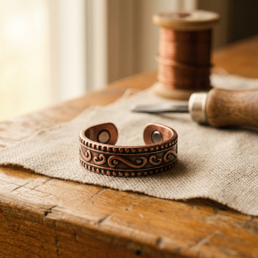 Orfebre Madrid - Anillo de Cobre con Diseño de Helecho