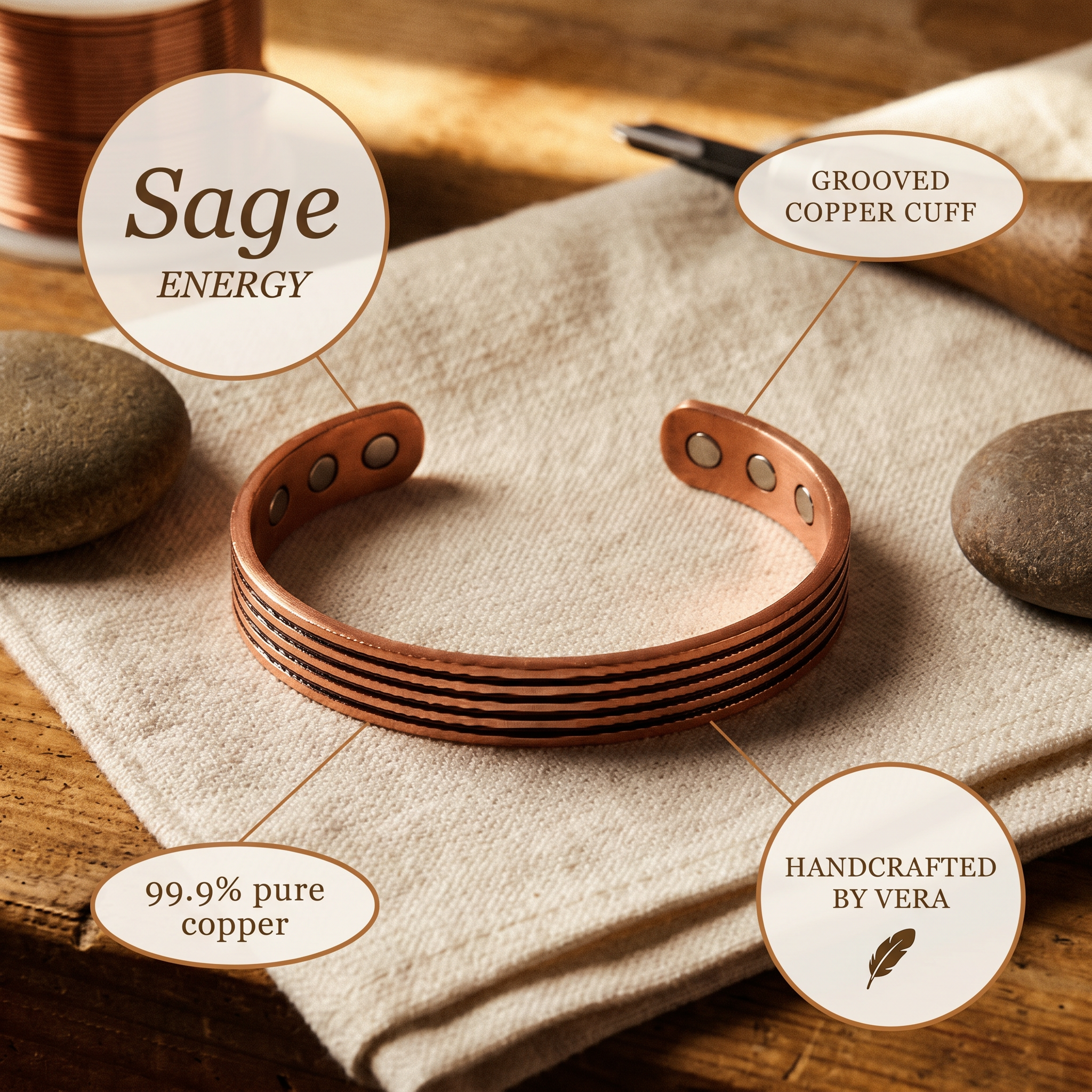 Orfebre Madrid - Pulsera de Cobre Templada